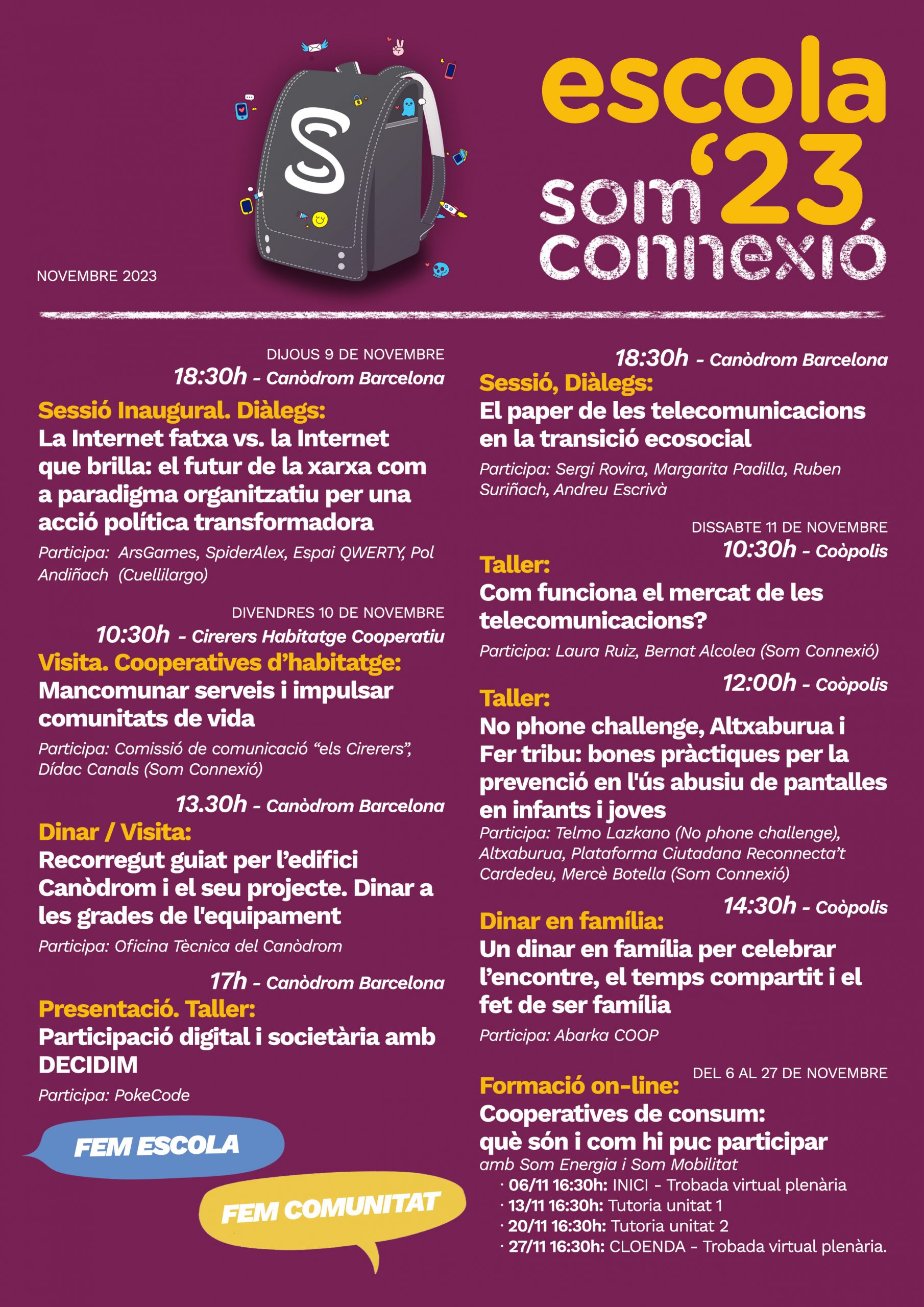 totes les activitats de la Aegona Escola de Som Connexió